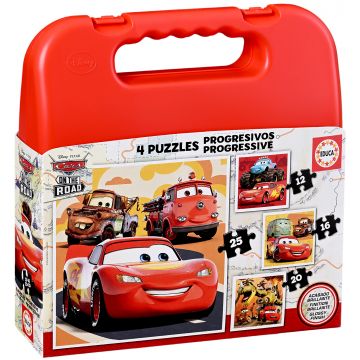 Puzzle in valiza pentru copii Educa 4 în 1 - Mașini