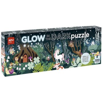 Puzzle luminos Apli Kids din 200 piese - Pădurea magică