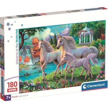Puzzle pentru copii Clementoni din 180 piese - Unicorni în fața cascadei