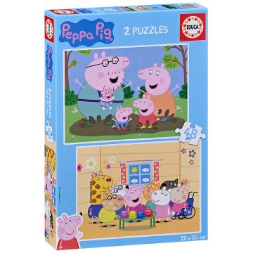 Puzzle pentru copii Educa din 2 х 48 piese - Purcelușa Peppa
