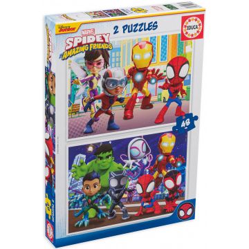 Puzzle pentru copii Educa din 2 x 48 de piese - Spiderman și prietenii săi incredibili
