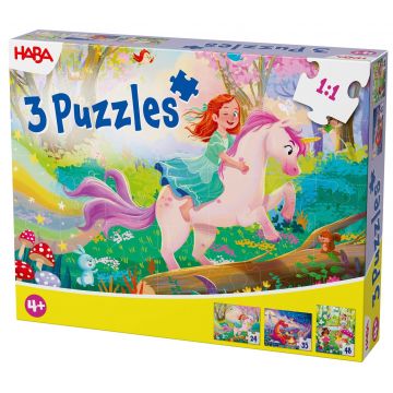 Puzzle pentru copii Haba 3 în 1 - Lumea fermecată