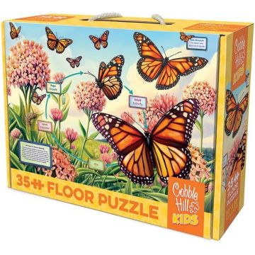 Puzzle pentru podea Cobble Hill din 35 piese - Ciclu de viață al fluturelui Monarch