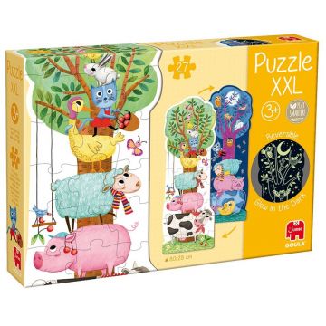 Puzzle progresiv Goula - Animale, zi și noapte, cu piese XXL