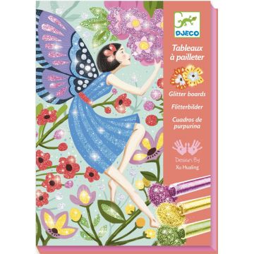 Set de desen cu sclipici Djeco - Viata zanelor