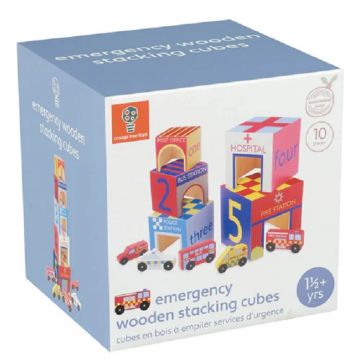 Set de joc Orange Tree Toys - Cuburi și cărucioare