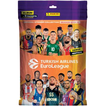 Album de colecție și stickere Panini - Euroleague 2025: Starter Pack Album plus 15 Stickers (3 packs of 5 stickers)