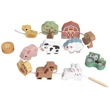 Joc cu ață din lemn Tooky Toy - Fermă