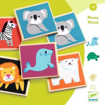 Joc de memorii din lemn pentru copii Djeco - Animale