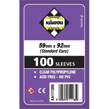 Protecții pentru cărți de joc Kaissa Sleeves 59 x 92 mm (Standard Euro) - 100 buc.