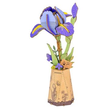 Puzzle 3D din lemn Robo Time - 73 piese, iris violet