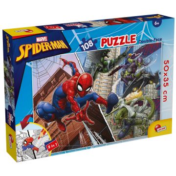 Puzzle cu două fețe Lisciani de colorat din 108 piese - Omul Păianjen