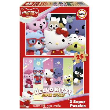 Puzzle din lemn pentru copii Educa de 2 x 25 piese - Hello Kitty