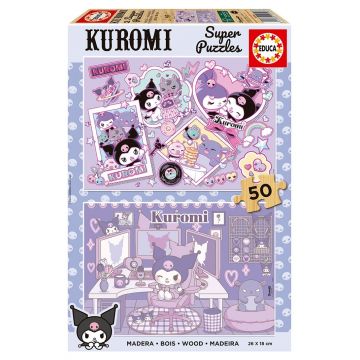 Puzzle din lemn pentru copii Educa de 2 x 50 piese - Kuromi