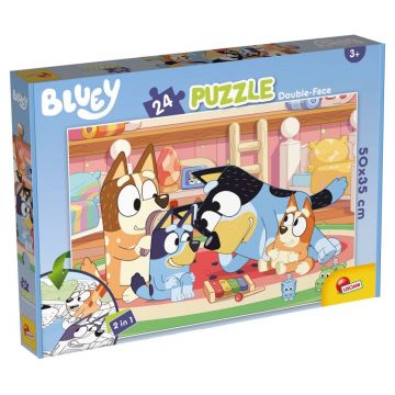 Puzzle dublu față Lisciani pentru colorat din 24 piese - Familia lui Bluey