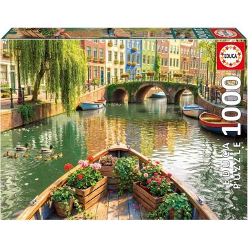 Puzzle Educa de 1000 piese - Plimbare cu barca în Amsterdam
