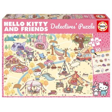 Puzzle Educa de 150 piese - Hello Kitty și prietenii în rolul detectivilor