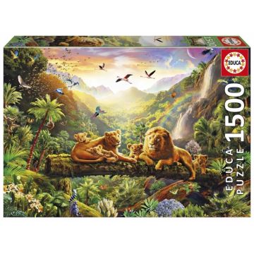 Puzzle Educa de 1500 piese - Pui de leu pe podul de lemn