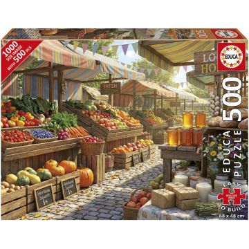 Puzzle Educa de 500 piese - Piață agricolă însorită