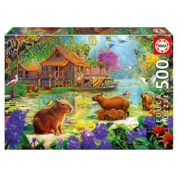Puzzle Educa de 500 piese - Satul capibarelor