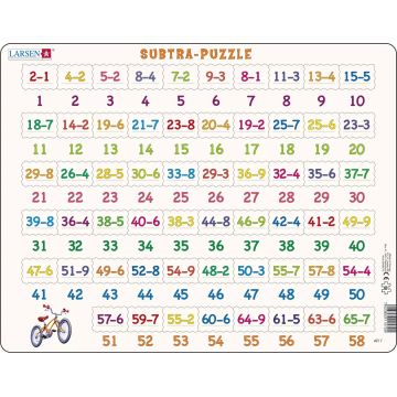 Puzzle educațional Larsen din 58 piese - Scădere din 1 până la 65