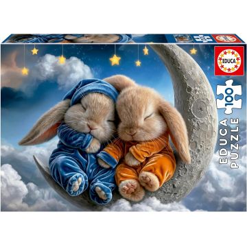 Puzzle pentru copii Educa de 100 piese - Iepurași adormiți