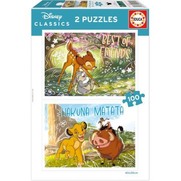 Puzzle pentru copii Educa de 2 x 100 piese - Clasice Disney