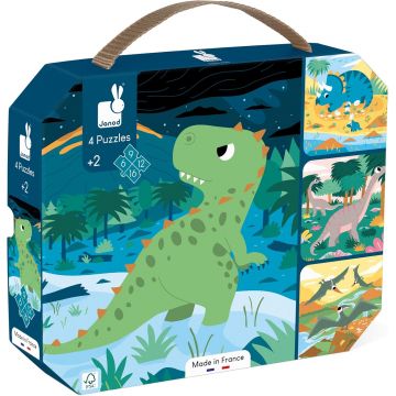 Puzzle pentru copii Janod 4 în 1 - Dinozaurii