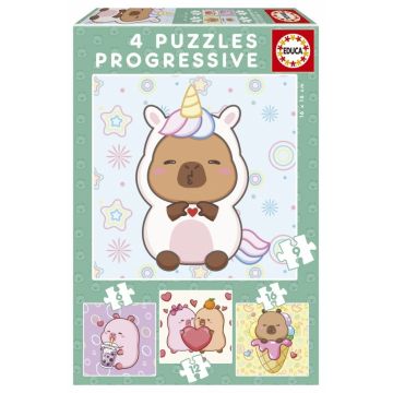 Puzzle progresiv Educa 4 în 1 - Căpibari drăguți