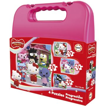 Puzzle progresiv Educa 4 în 1 - Hello Kitty și prieteni