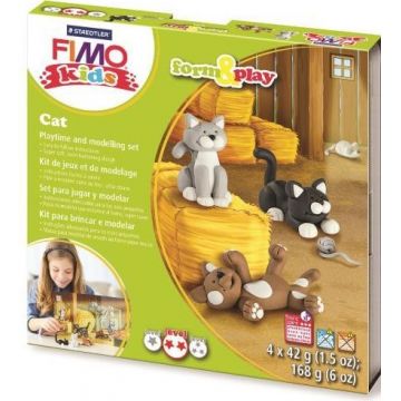 Set de lut polimeric Staedtler Fimo Kids - 4 x 42g, Cats