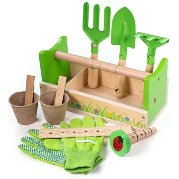 Set din lemn Bigjigs - Unelte de grădină