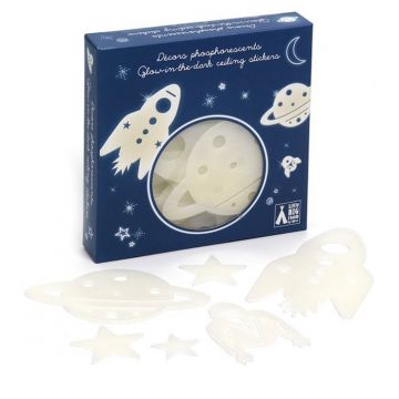 Stickere fosforescente Djeco - Misiune spatiala, 62 de figurine