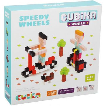 Constructor din lemn Cubika - Speedy Wheels, 200 piese
