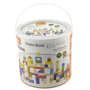 Constructor din lemn Viga - Piese colorate, 100 piese