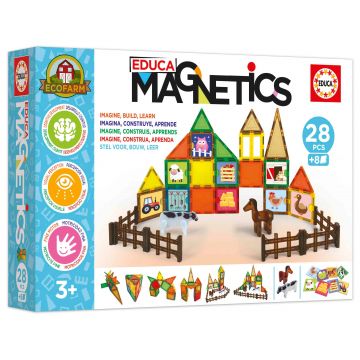 Constructor magnetic Educa - Eco farm, 28 piese