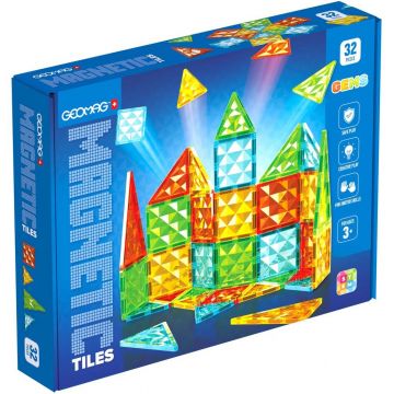 Constructor magnetic  Geomag - Placi multicolore, 32 piese