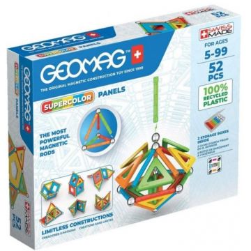 Constructor magnetic Geomag - Supercolor, 52 piese