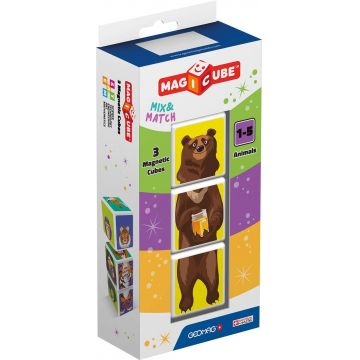 Cuburi magnetice Geomag - Animale, 3 piese