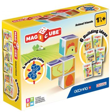 Cuburi magnetice Geomag - Animale, 4 piese
