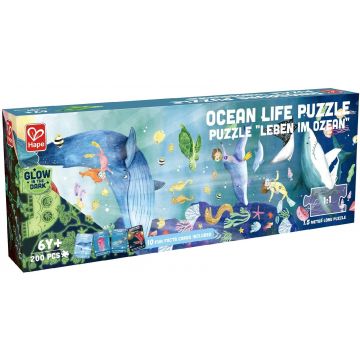 Hape Puzzle panoramic din lemn de 200 de piese - Oceanul