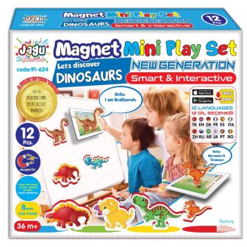 Jagu Set - Jucării magnetice vorbitoare, Dino, 12 piese