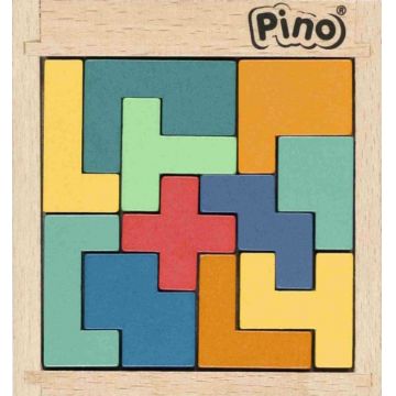 Mini Puzzle din lemn Pino, 11 piese, culori pastelate