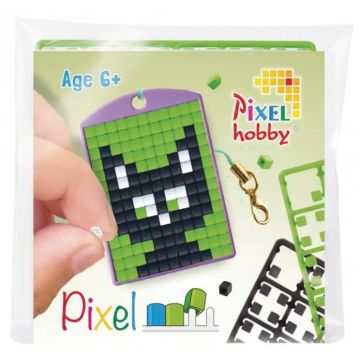 Mozaic cu pixeli Pixelhobby - Breloc cu pisică neagră