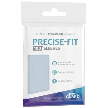 Protecții pentru cărți de joc Ultimate Guard - Precise-Fit Sleeves Standard Size, Transparent (100 buc.)