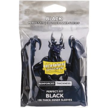 Protecții pentru carduri Dragon Shield - Perfect Fit Thick Inner Sleeves, negre(100 buc)