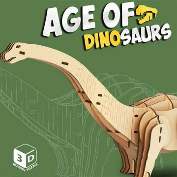 Puzzle 3D din lemn Raya Toys - Age of Dinosaurs: Diplodocus, 38 piese