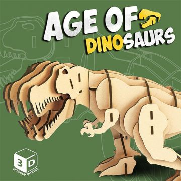 Puzzle 3D din lemn Raya Toys - Age of Dinosaurs: Tyrannosaurus Rex, 50 piese