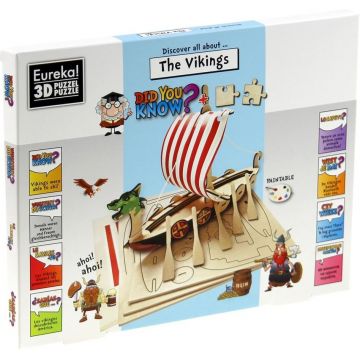 Puzzle 3D Eureka - Cunoaște-i pe vikingi (engleză)