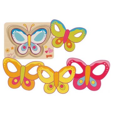 Puzzle din lemn Goki - Fluture, 5 piese